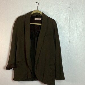 Olive green Free People gauze slouchy blazer with floral lining